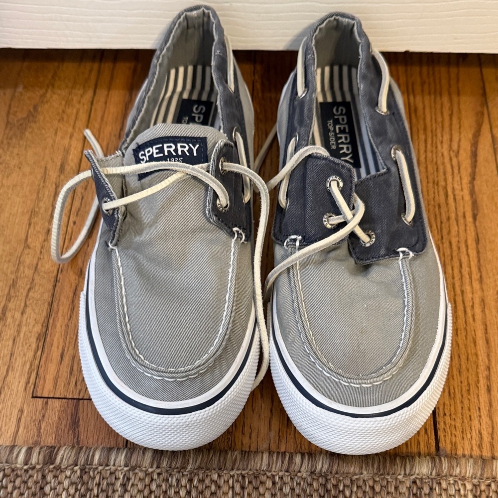 Sperry Two-Tone Gray and Navy Canvas Boat Shoes